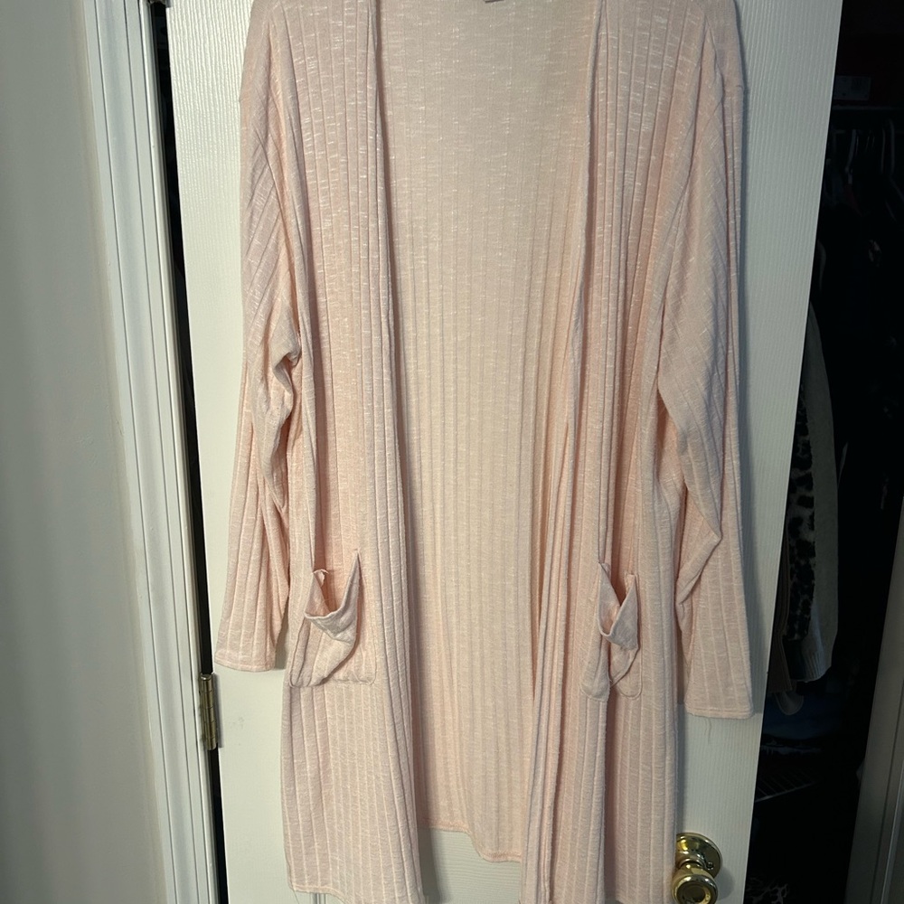 Nine West Light Pink Open-Front Cardigan